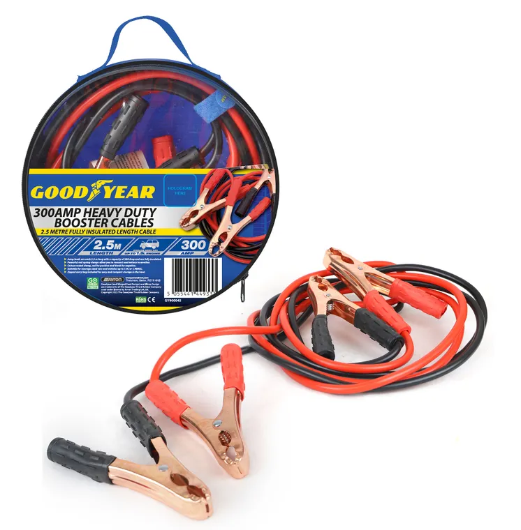 GOODYEAR JUMP LEADS 2.5M 300AMP 2.5 METRES BOOSTER CABLES CAR VAN IN BAG 900045