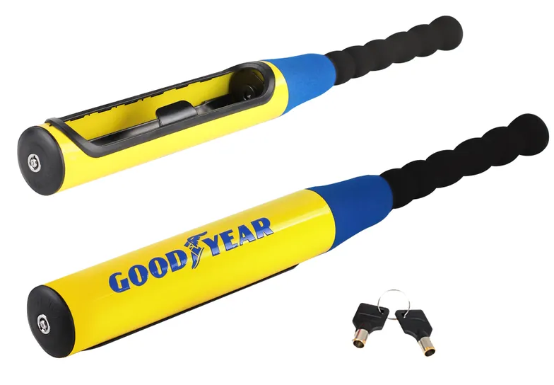 GOODYEAR STEERING WHEEL LOCK UNIVERSAL HIGH SECURITY BASEBALL BAT CROOK 900159