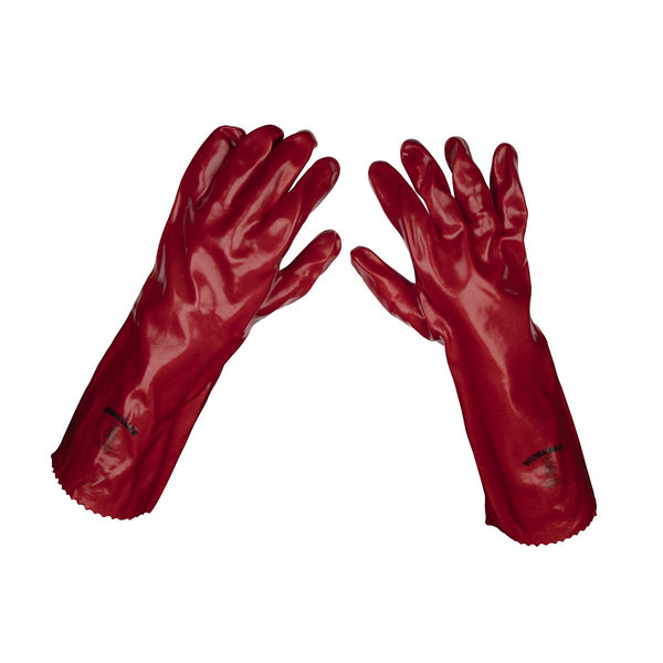 Sealey Red PVC Gauntlets 450mm - Pack of 120 Pairs 9114/B120