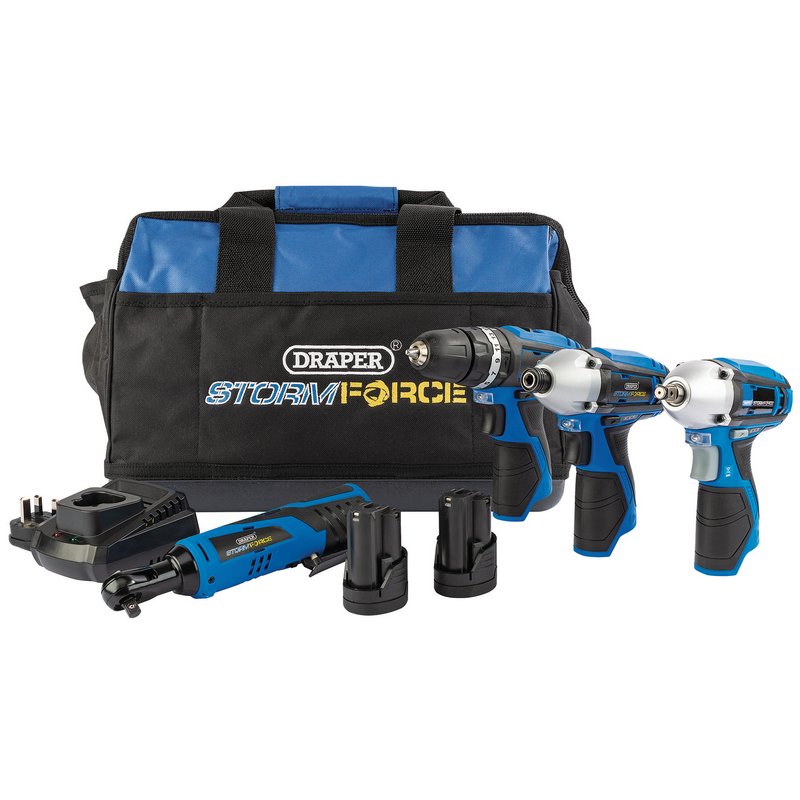 12V Drill Drive and Ratchet Interchange Kit II, 2 x 1.5Ah Li-ion Batteries, 1 x Fast Charger and 1 x Tool Bag