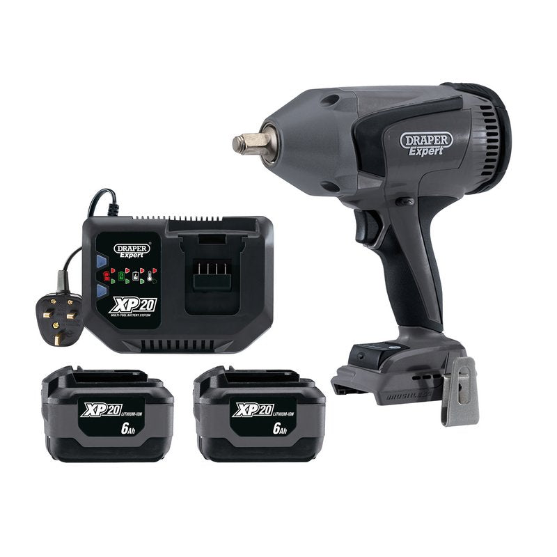 XP20 20V Brushless Impact Wrench Kit, 1/2" Sq. Dr., 1000Nm, 2 x 6.0Ah Batteries, 1 x Fast Battery Charger