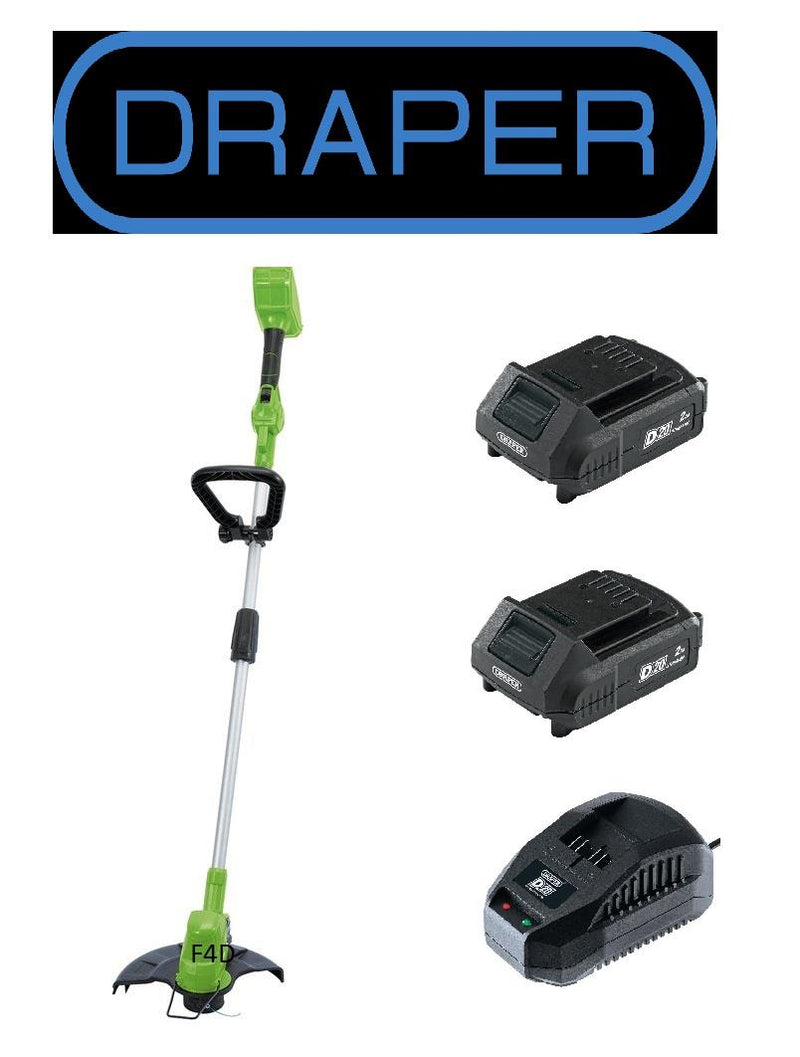 DRAPER GRASS STRIMMER CORDLESS 40V EDGE CUTTER 2 BATTERIES & CHARGER 98504KIT