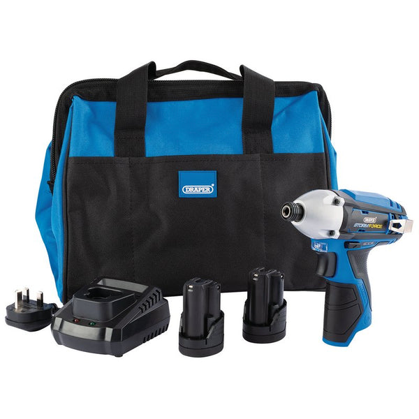 Draper Storm Force&#174; 10.8V Power Interchange Impact Driver Kit, 2 x 1.5Ah Batteries, 1 x Charger, 1 x Bag