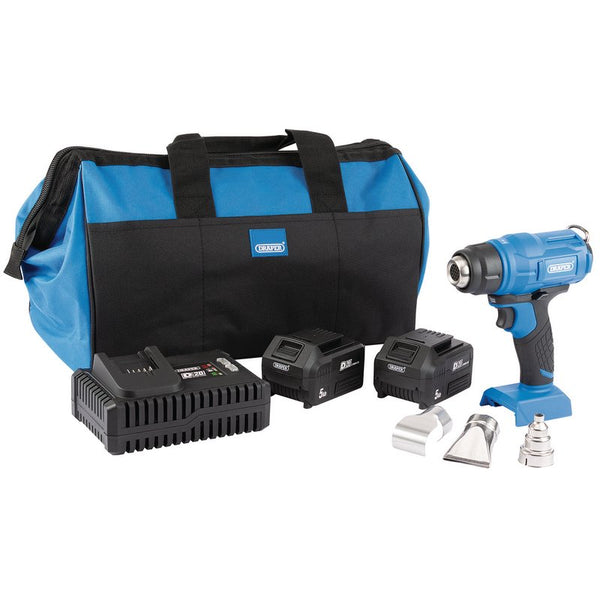 D20 20V Heat Gun, 2 x 5.0Ah Batteries, 1 x Fast Charger, 1 x Bag