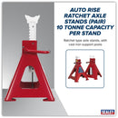 Sealey Auto Rise Ratchet Axle Stands (Pair) 10 Tonne Capacity per Stand AAS10000