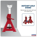 Sealey Auto Rise Ratchet Axle Stands (Pair) 3 Tonne Capacity per Stand AAS3000
