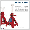Sealey Auto Rise Ratchet Axle Stands (Pair) 5 Tonne Capacity per Stand AAS5000