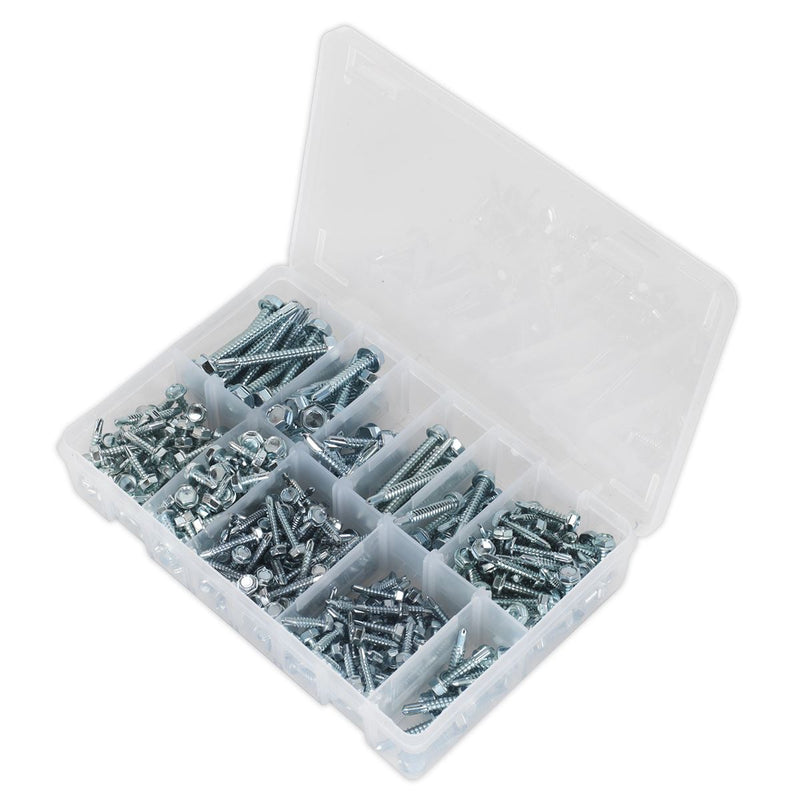 Self-Drilling Screw Assortment 410pc Hex Head Zinc