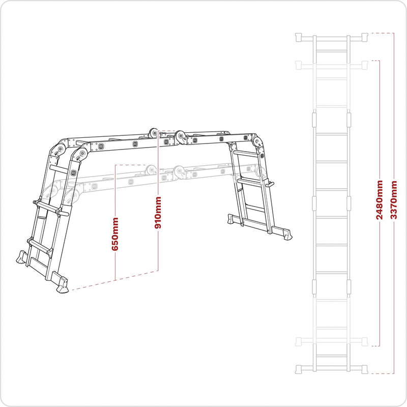 Aluminium Multipurpose Ladder EN 131 Adjustable Height