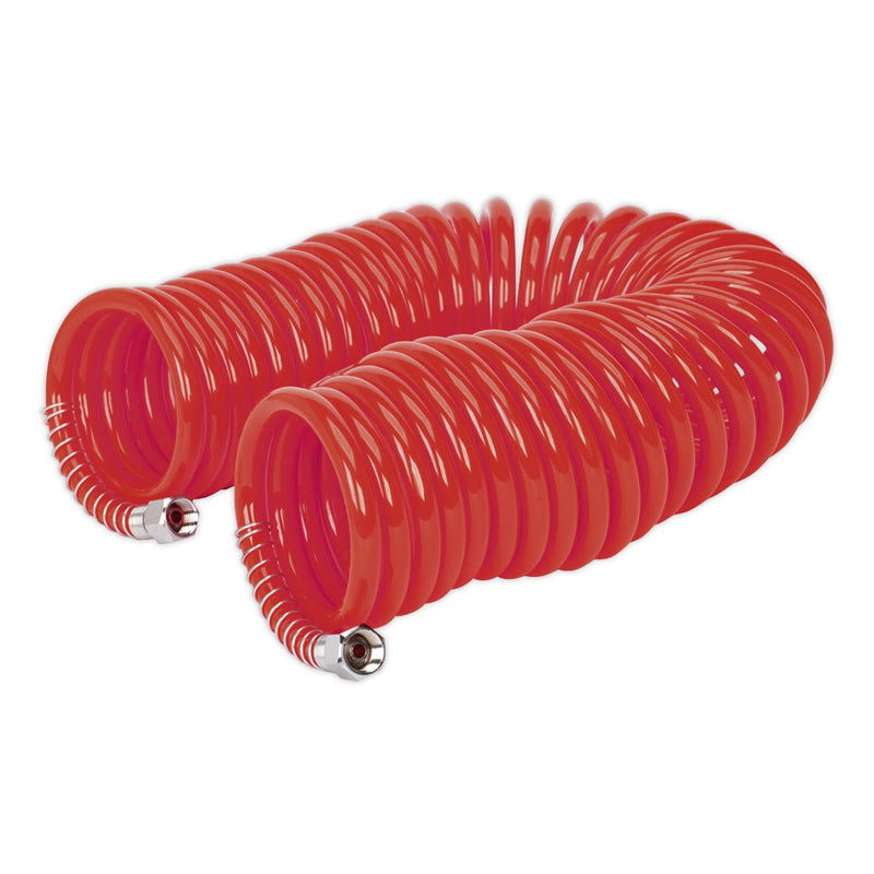 PU Coiled Air Hose 10m x �6mm with 1/4"BSP Unions