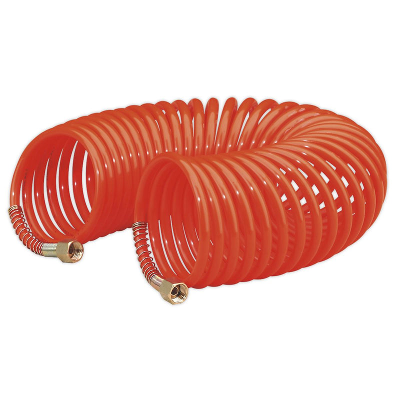 PU Coiled Air Hose 10m x �6mm with 1/4"BSP Unions