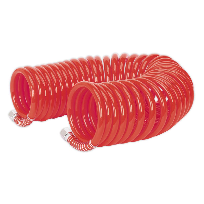 PU Coiled Air Hose 10m x �8mm with 1/4"BSP Unions