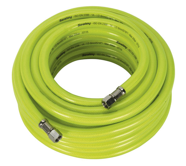 Air Hose High-Visibility 15m x �8mm with 1/4"BSP Unions