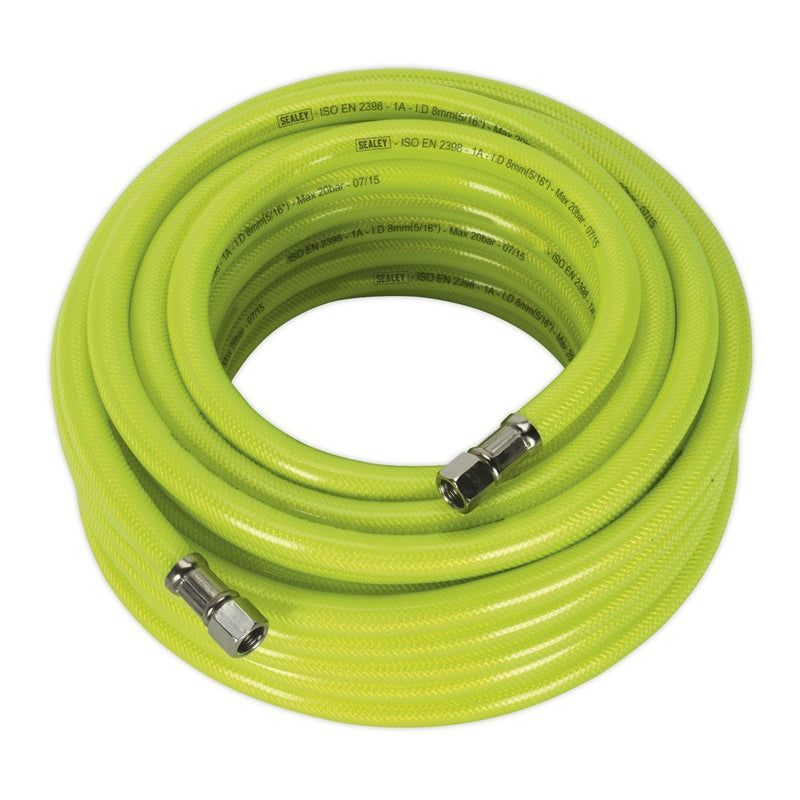 Air Hose High-Visibility 15m x �8mm with 1/4"BSP Unions