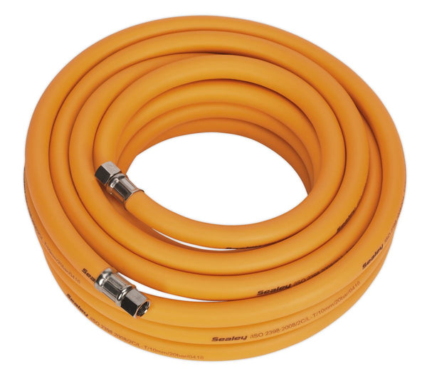 Air Hose 10m x �10mm Hybrid High-Visibility with 1/4"BSP Unions