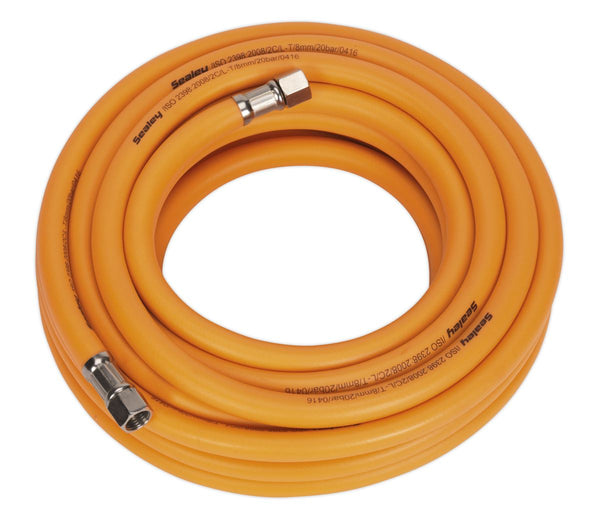 Air Hose 10m x �8mm Hybrid High-Visibility with 1/4"BSP Unions