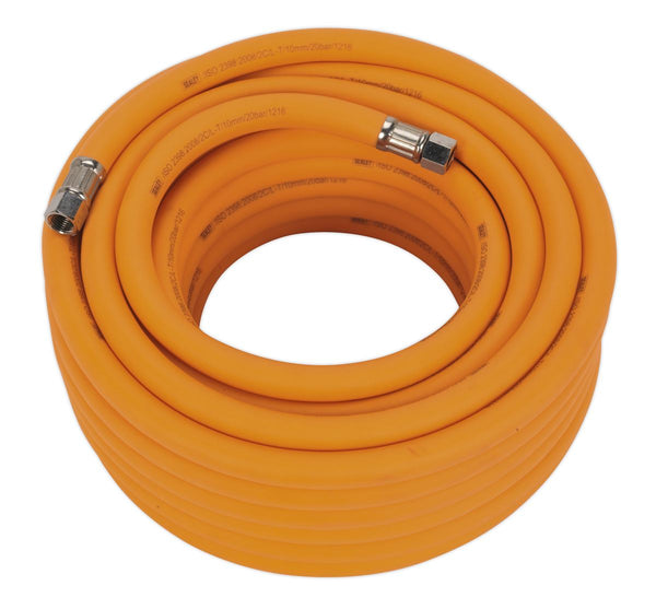 Air Hose 15m x �10mm Hybrid High-Visibility with 1/4"BSP Unions