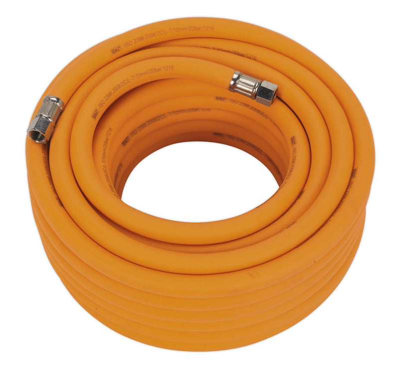 Air Hose 15m x �10mm Hybrid High-Visibility with 1/4"BSP Unions