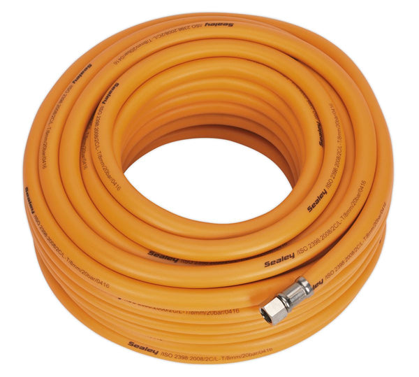 Air Hose 20m x �8mm Hybrid High-Visibility with 1/4"BSP Unions