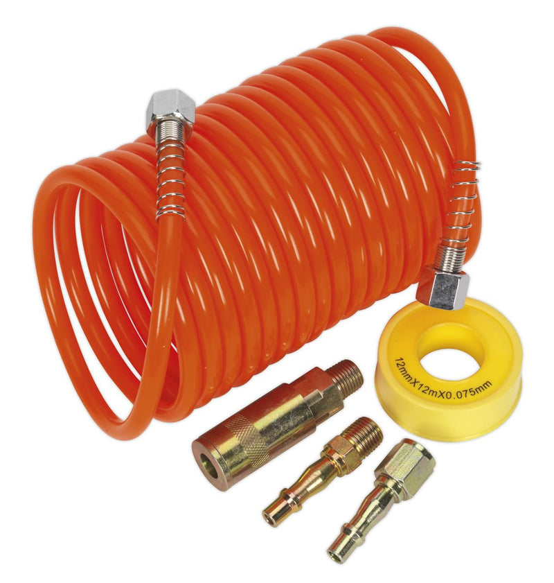 Air Hose Kit 5m x �5mm PE Coiled with Connectors