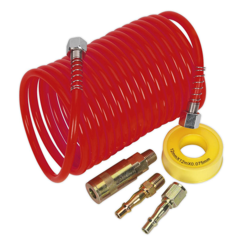 Air Hose Kit 5m x �5mm PE Coiled with Connectors