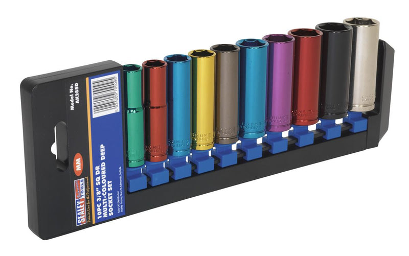 Sealey Premier Deep Multi-Coloured Socket Set 3/8"Sq Drive 10pc AK285D