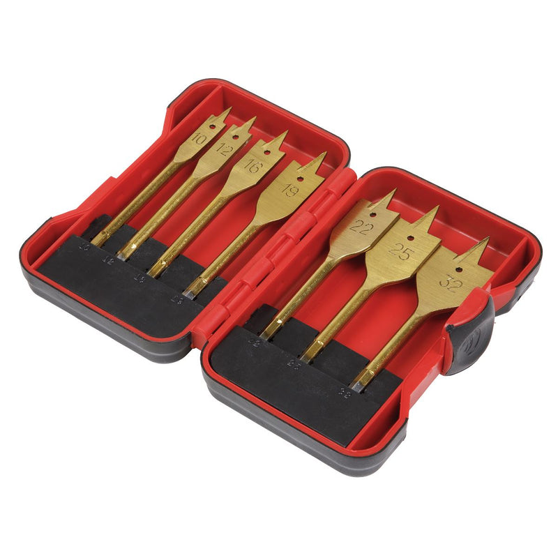 Flat Wood Drill Bit Set 7pc Titanium Coated