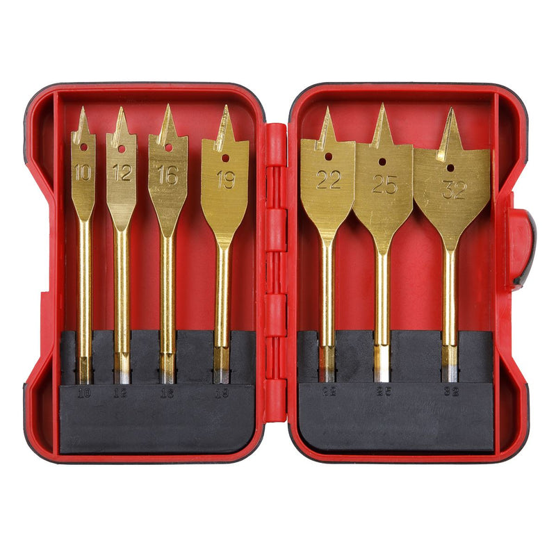 Flat Wood Drill Bit Set 7pc Titanium Coated