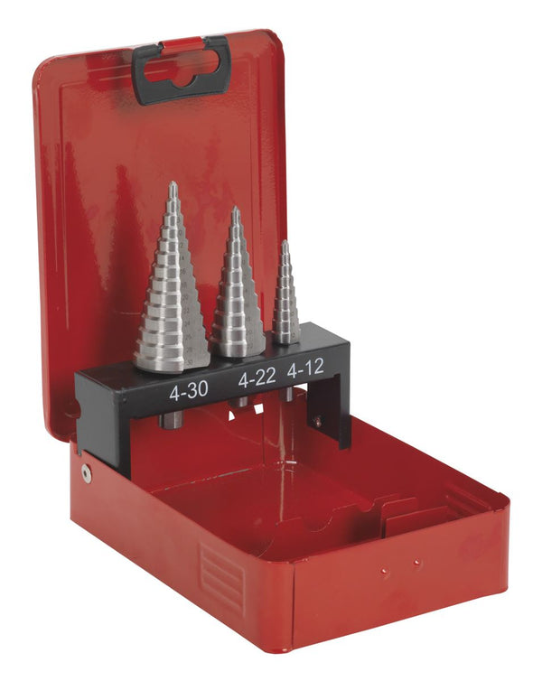 HSS M2 Step Drill Bit Set 3pc Double Flute