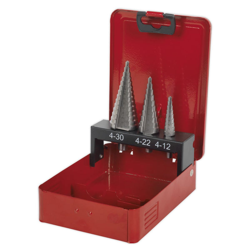 HSS M2 Step Drill Bit Set 3pc Double Flute