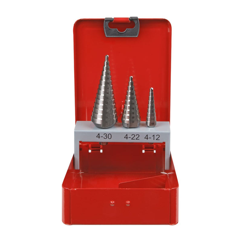 HSS M2 Step Drill Bit Set 3pc Double Flute