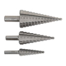 Sealey Double Flute HSS M2 Step Drill Bit Set 3pc AK4733