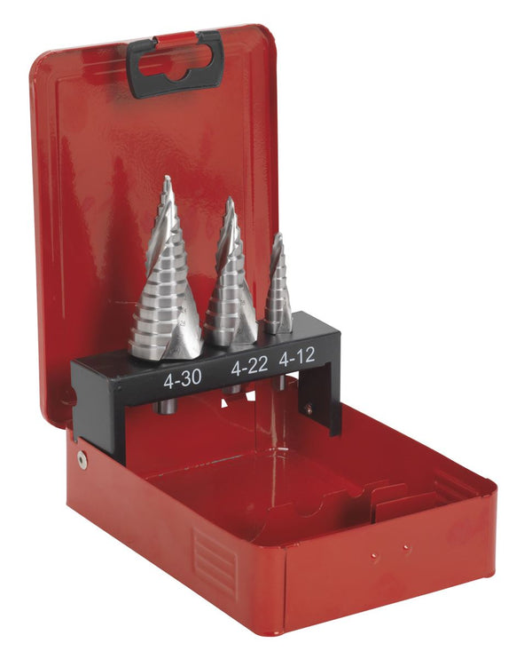 HSS M2 Step Drill Bit Set 3pc Spiral Flute