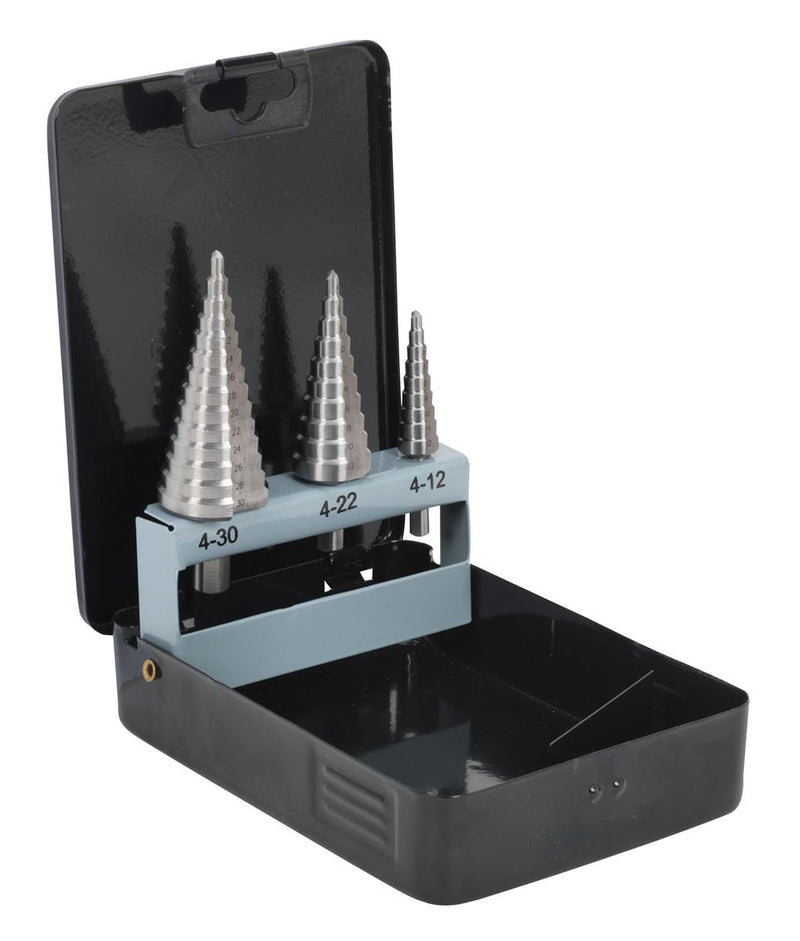 HSS 4341 Step Drill Bit Set 3pc Double Flute