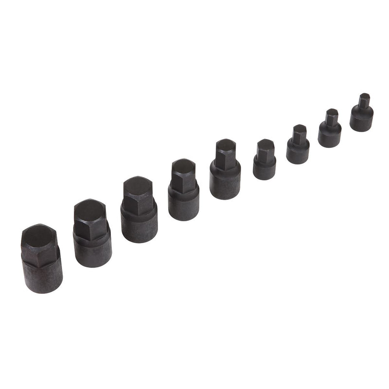 Low Profile Impact Hex Socket Bit Set 1/4" & 3/8" Sq. Drive 9pc - Metric