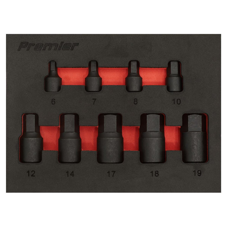 Low Profile Impact Hex Socket Bit Set 1/4" & 3/8" Sq. Drive 9pc - Metric