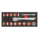 Sealey Premier Platinum Low Profile Socket Set 1/4"Sq Drive 15pc AK5783