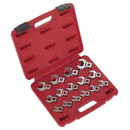 Sealey Premier Crow's Foot Open-End Spanner Set 3/8"Sq Drive 15pc AK59891