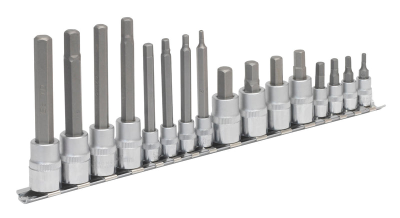 Hex Socket Bit Set 16pc 1/4" & 3/8"Sq Drive