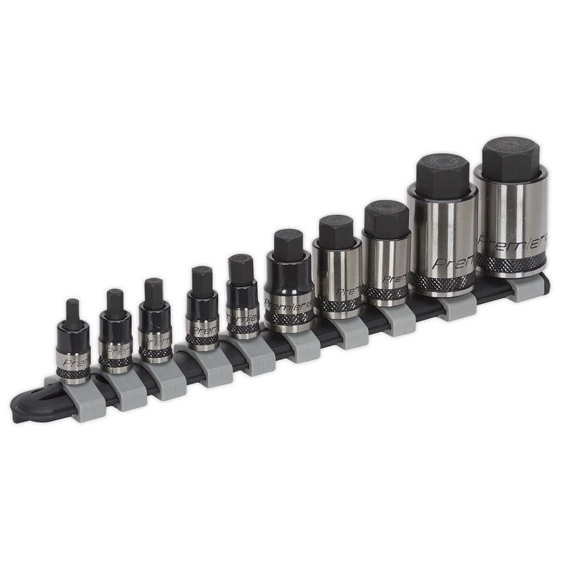 Hex Socket Bit Set 10pc Stubby 1/4", 3/8" & 1/2"Sq Drive - Premier Black