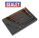 SEALEY SPANNER SET 16PC METRIC COMBINATION WRENCH RING OPEN IN EVA TRAY AK63255