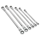 Sealey Premier Extra-Long Flexi-Head Double End Ratchet Ring Spanner Set 6pc AK63832