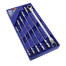 Sealey Premier Extra-Long Flexi-Head Double End Ratchet Ring Spanner Set 6pc AK63832
