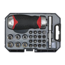 Sealey Premier Fine Tooth Stubby Ratchet Screwdriver Socket & Bit Set 24pc AK64906