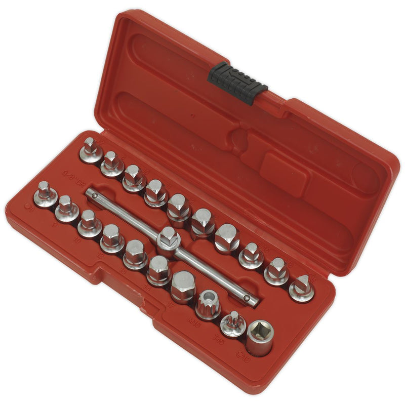 Oil Drain Plug Key Set 21pc 3/8"Sq Drive