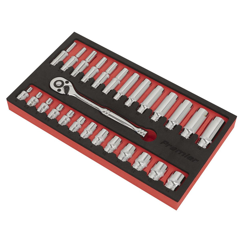 Ratchet Wrench & Socket Set 27pc 1/4"Sq Drive