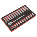 Sealey Premier Ratchet Wrench & Socket Set 3/8"Sq Drive 25pc AK66722