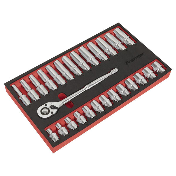 Ratchet Wrench & Socket Set 27pc 1/2"Sq Drive