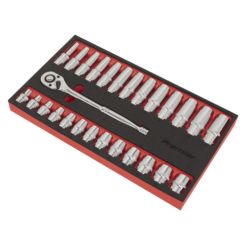 Ratchet Wrench & Socket Set 27pc 1/2"Sq Drive