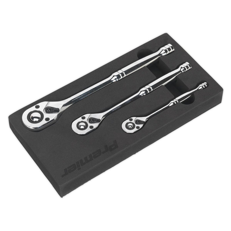 Ratchet Wrench Set 3pc Pear-Head Flip Reverse